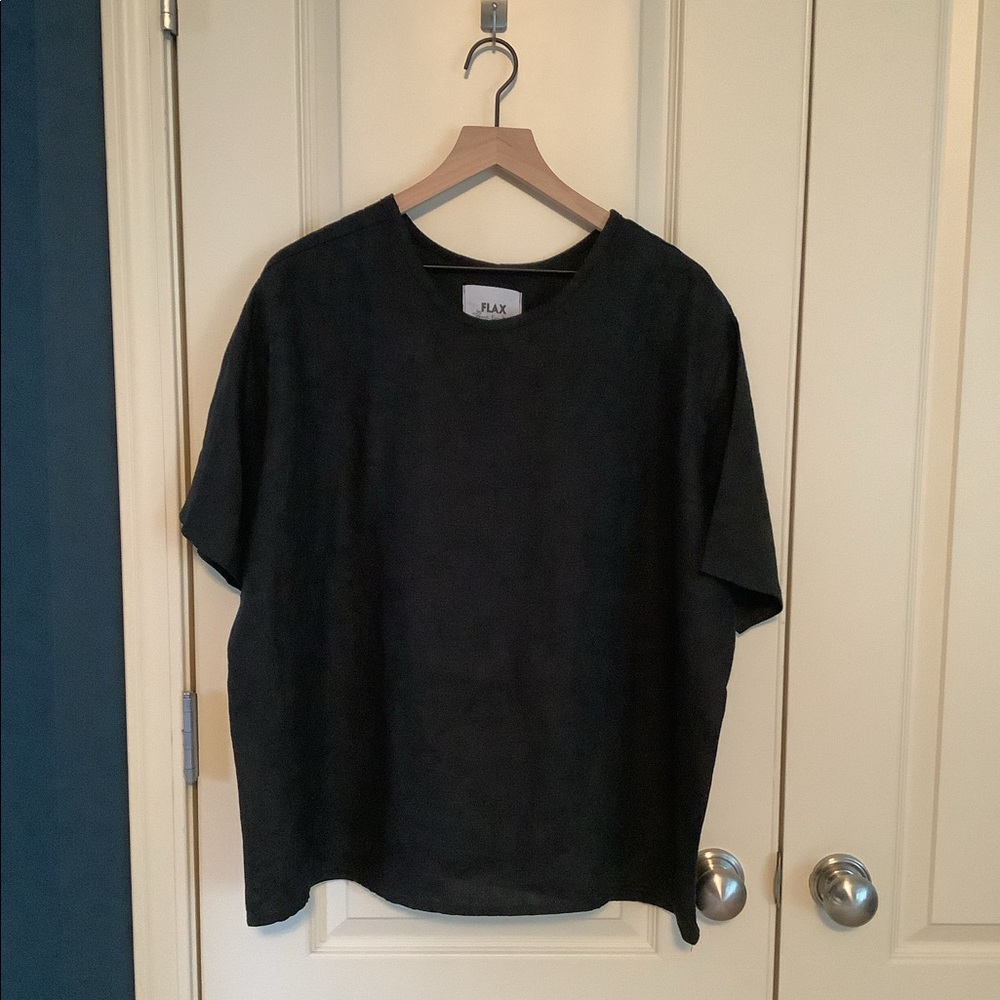 Flax Black Oversized Linen Top Large